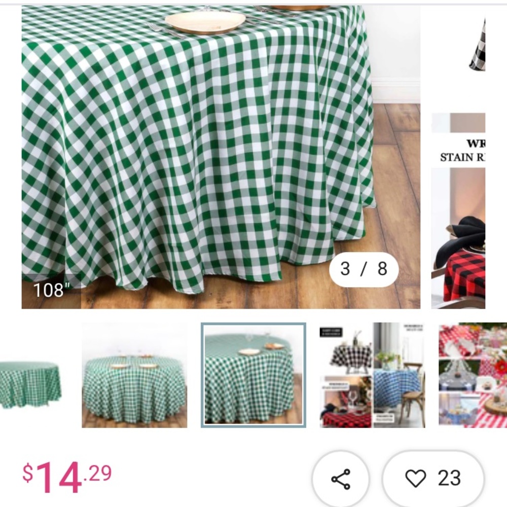 Classic Green and White Checkered Tablecloth